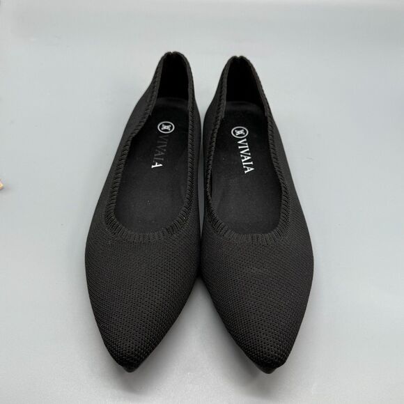 Vivaia Aria 5° Pointed-Toe Ballet Flat Women's 10 Black Knit Slip-On Comfort - Picture 2 of 11